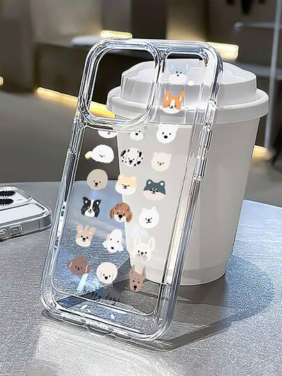Dog Pattern Clear Phone Case