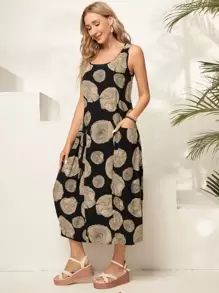 EMERY ROSE 滿版印花雙口袋背心連衣裙 - 彩色 - 查看 4