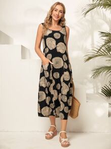 EMERY ROSE 滿版印花雙口袋背心連衣裙 - 彩色 - 查看 5