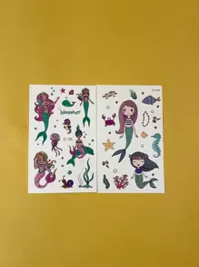2sheets Mermaid Pattern Tattoo Sticker - Multicolor - View 1