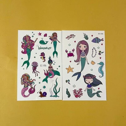 2張美人魚圖案紋身貼紙