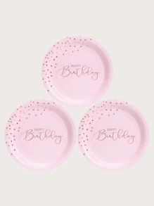 10 PCS/Set Disposable Dinner Plates, 7/9 Inch Pink And Rose Gold Polka Dot Birthday Party Plates Rose Gold Plates, Foil Stamped Disposable Paper Plates Set For Kids Birthday Girls Women Birthday Parties