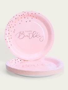 10 PCS/Set Disposable Dinner Plates, 7/9 Inch Pink And Rose Gold Polka Dot Birthday Party Plates Rose Gold Plates, Foil Stamped Disposable Paper Plates Set For Kids Birthday Girls Women Birthday Parties