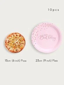 10 PCS/Set Disposable Dinner Plates, 7/9 Inch Pink And Rose Gold Polka Dot Birthday Party Plates Rose Gold Plates, Foil Stamped Disposable Paper Plates Set For Kids Birthday Girls Women Birthday Parties