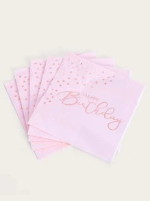 25 件/套玫瑰金生日快乐一次性餐巾，13*13 英寸 2 层浅粉色，派对餐巾优雅金属玫瑰金箔甜点餐巾适用于女士女孩晚宴庆祝派对用品装饰，圣诞节 - 彩色 - 查看 3