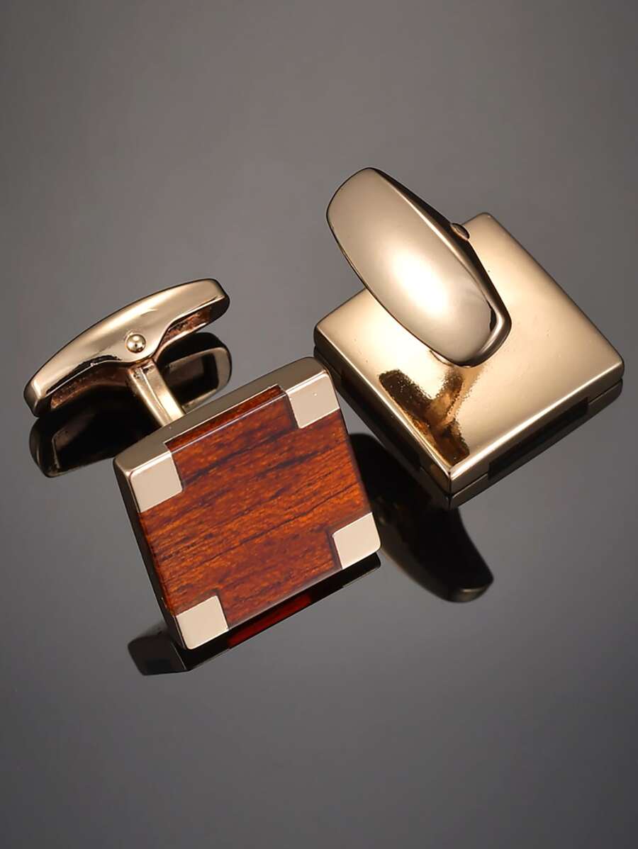 Fashionable And Popular Men Geometric Cufflinks For Jewelry Gift And For A Stylish Look - Champagne - View 1