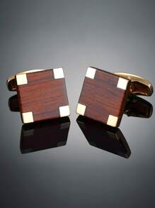 Fashionable And Popular Men Geometric Cufflinks For Jewelry Gift And For A Stylish Look - Champagne - View 2