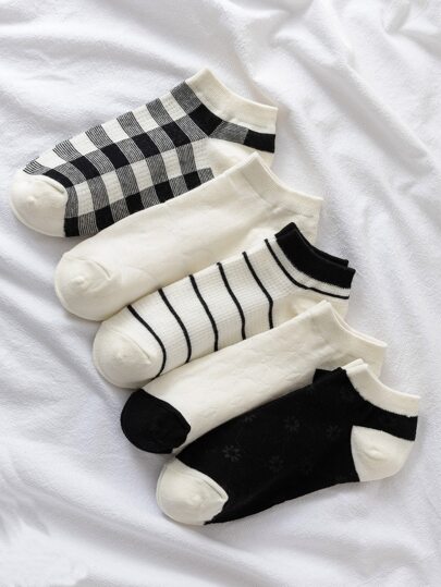 5pairs Striped Pattern Ankle Socks