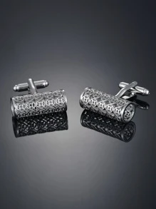 Men Hollow Out Cylinder Design Cufflinks, For Jewelry Gift And Party - Silver - View 1