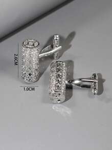 Men Hollow Out Cylinder Design Cufflinks, For Jewelry Gift And Party - Silver - View 3