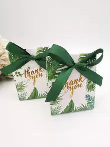 10 Cái/bộ Giấy Tặng Túi Ruy Băng Hiện Đại Lá & Chữ Đồ Họa Túi Gói Quà Cho Đảng - màu xanh lá - Xem 1