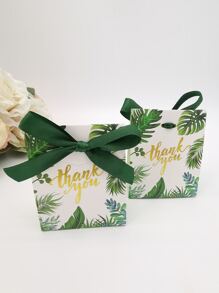 10 Cái/bộ Giấy Tặng Túi Ruy Băng Hiện Đại Lá & Chữ Đồ Họa Túi Gói Quà Cho Đảng - màu xanh lá - Xem 4