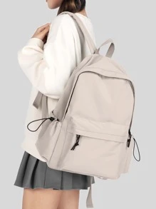 前拉鏈功能背包 - 白色 - 查看 1