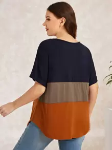 EMERY ROSE T-shirt à manches chauve-souris avec bloc de couleurs pour l'été