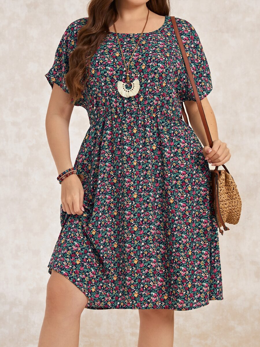 EMERY ROSE Đầm Plus Size Túi Họa tiết hoa Boho - Nhiều màu - Xem 1