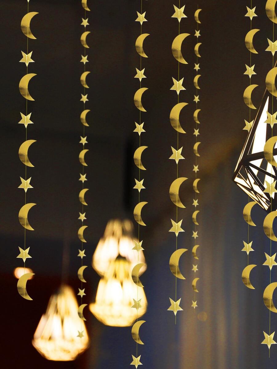 1pc Moon & Star Hanging Decoration - Gold - View 1