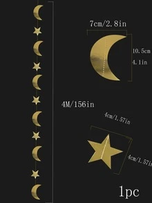 1pc Moon & Star Hanging Decoration - Gold - View 3