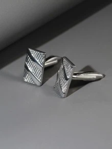 2pcs Men Geometric Decor Cufflinks - Silver - View 2