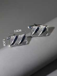 2pcs Men Geometric Decor Cufflinks - Silver - View 3