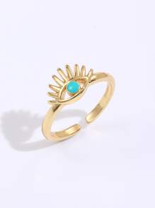 Eye Decor Cuff Ring - Yellow Gold - View 1