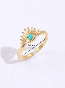 Eye Decor Cuff Ring - Yellow Gold - View 3