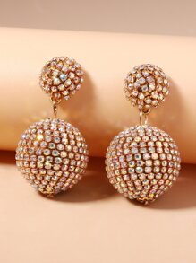 Bông tai thả bóng Rhinestone - Nhiều màu - Xem 1