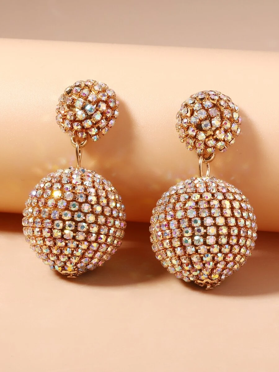 Bông tai thả bóng Rhinestone - Nhiều màu - Xem 1