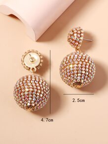 Bông tai thả bóng Rhinestone - Nhiều màu - Xem 3