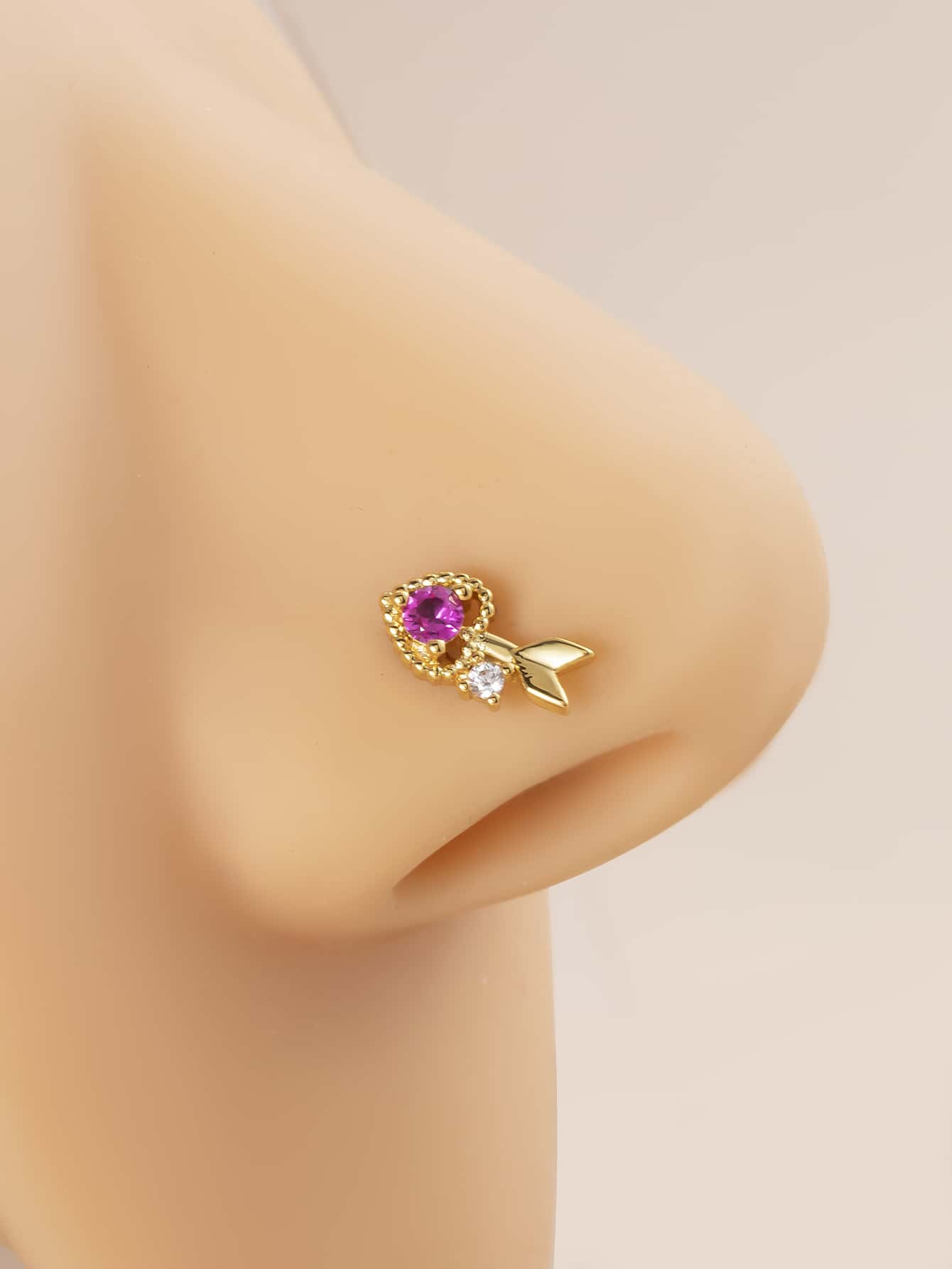 Perno nariz zirconia cúbica flecha - Amarillo Oro - Ver 1