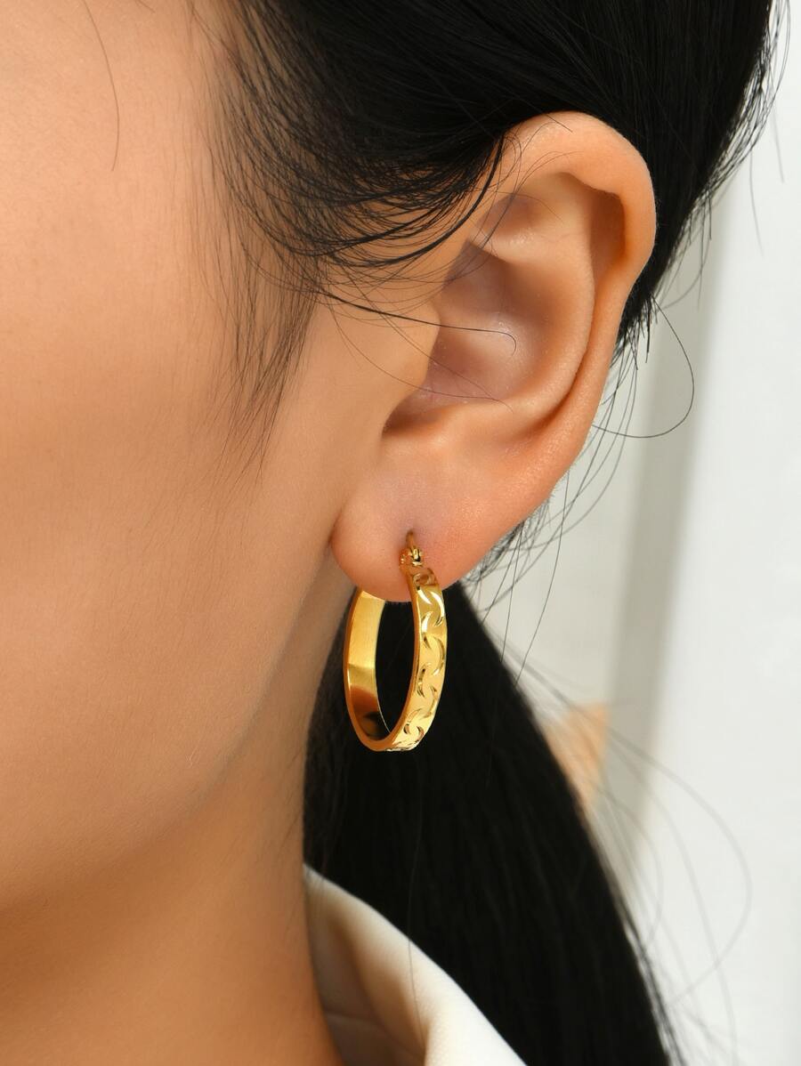 Hoa tai vòng tối giản - Vàng - Xem 1