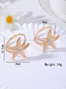 1pc Starfish Decor Napkin Ring - Gold - View 3