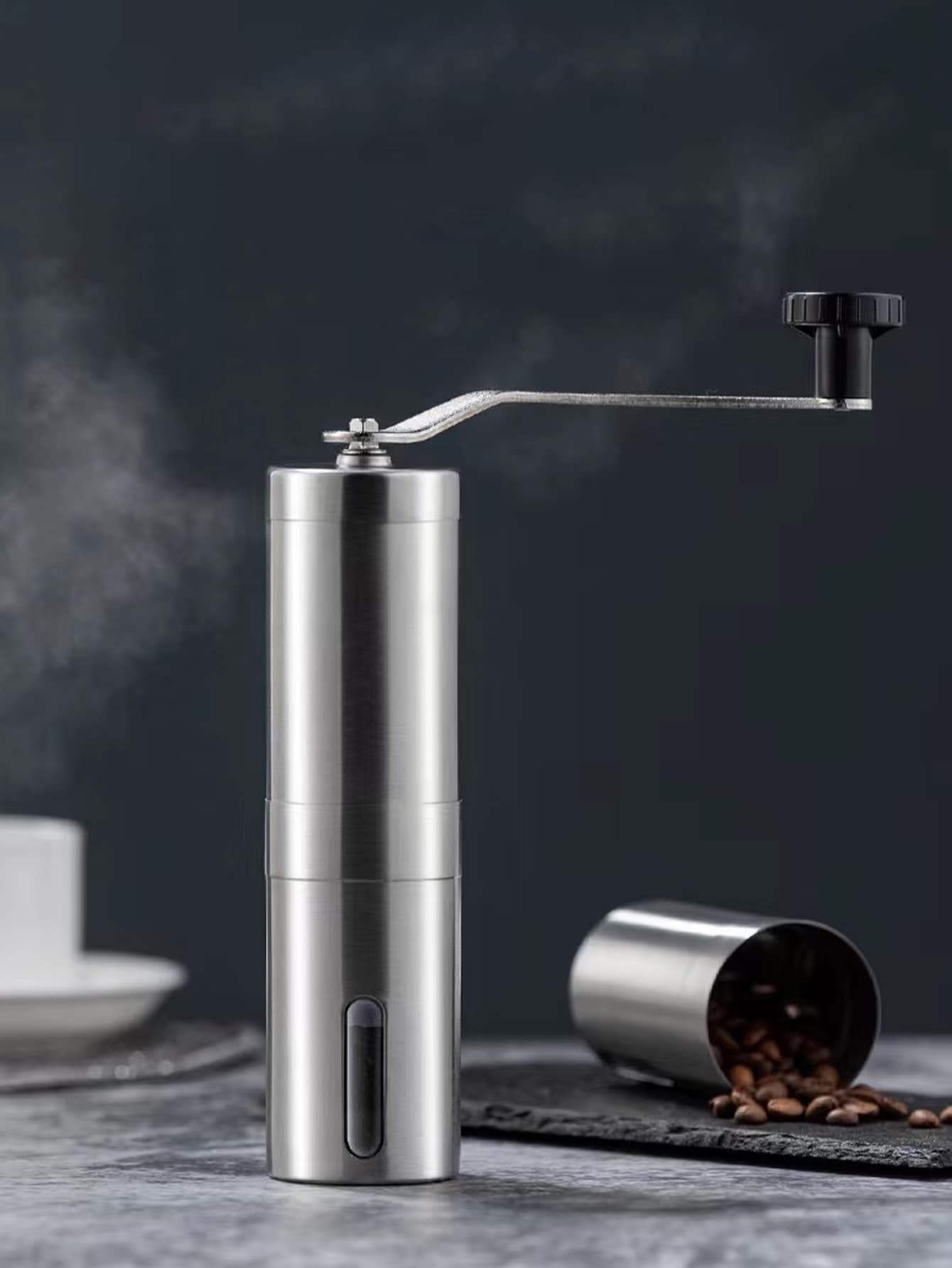 1 Máy Xay Cà Phê Cầm Tay Bằng Thép Không Gỉ Với Hình Nón Burr, Máy Xay Hạt Cà Phê Di Động Cho Văn Phòng Gia Đình Hoặc Cắm Trại - Xám - Xem 1