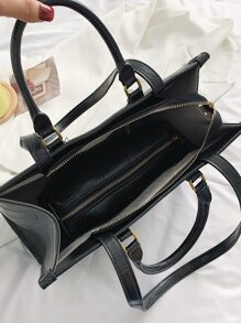 Túi tote đeo vai cá sấu dập nổi nhẹ, dành cho doanh nhân dành cho nữ tuổi teen Sinh viên đại học, tân binh và nhân viên cổ trắng Hoàn hảo cho văn phòng, trường đại học, công việc, kinh doanh, đi làm, ngoài trời, du lịch, đi chơi - màu đen - Xem 3