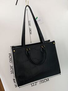 Túi tote đeo vai cá sấu dập nổi nhẹ, dành cho doanh nhân dành cho nữ tuổi teen Sinh viên đại học, tân binh và nhân viên cổ trắng Hoàn hảo cho văn phòng, trường đại học, công việc, kinh doanh, đi làm, ngoài trời, du lịch, đi chơi - màu đen - Xem 4
