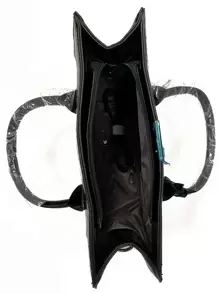 Women's Faux Crocodile Embossed Tote Bag, Large Capacity Shoulder Bag, Handbag, Crossbody Bag Simple Crocodile Pattern Tote Bag, Faux Leather Shoulder Bag, Women's Classic Handbag, Business Casual Women Bag Rookies & White-Collar Workers, Perfect For Back To School, College, Middle School, High School, Work, Business, Commute, Tote Bag Large, Best Fall Inspo Ideas, Eye-Catching Work Bags For Women - Black - View 5