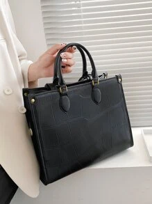 Túi tote đeo vai cá sấu dập nổi nhẹ, dành cho doanh nhân dành cho nữ tuổi teen Sinh viên đại học, tân binh và nhân viên cổ trắng Hoàn hảo cho văn phòng, trường đại học, công việc, kinh doanh, đi làm, ngoài trời, du lịch, đi chơi - màu đen - Xem 6