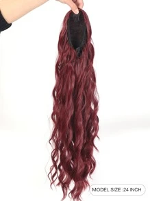Long Curly Ponytail Synthetic Hair Extension - Burgundy - View 2