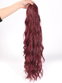 Long Curly Ponytail Synthetic Hair Extension - Burgundy - View 5