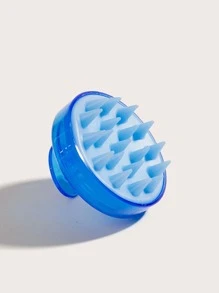 洗髮水梳子皮膚按摩刷1入組透明藍色頭清潔沐浴矽膠洗頭刷按摩梳髮刷/髮梳