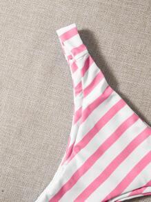 Summer Beach Striped Triangle Bikini Set & Mesh Shorts - Multicolor - View 4