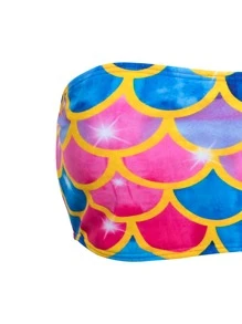 3packs Fish Scales Print Summer Beach Bikini Set & Cover Up - Multicolor - View 5