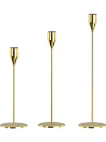 Metal Candlestick Ornaments 3pcsHalloween,Spooky,Autumn,Festival,Holiday ,Winter,Holiday,Festival,Room Decor,Gifts Birthday Graduation - Gold - View 1