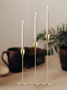 Metal Candlestick Ornaments 3pcsHalloween,Spooky,Autumn,Festival,Holiday ,Winter,Holiday,Festival,Room Decor,Gifts Birthday Graduation - Gold - View 3