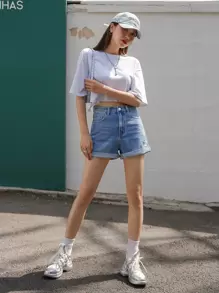 DAZY 撕破邊捲邊牛仔短褲