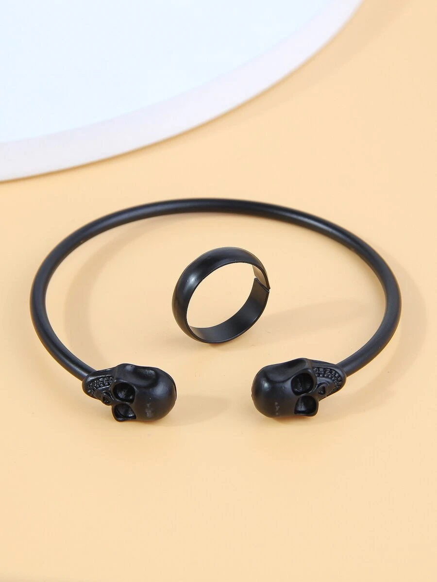 2 piezas Set joya con diseño de cráneo - Negro - Ver 1