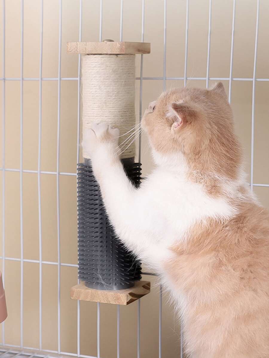 1pc Wooden Cat Scratcher - Grey - View 1