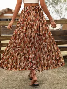 Breezaya Allover Print Ruffle Hem Skirt - Multicolor - View 2