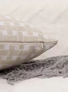 1pc Jacquard Geometric Pattern Cushion Cover Without Filler