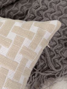 1pc Jacquard Geometric Pattern Cushion Cover Without Filler