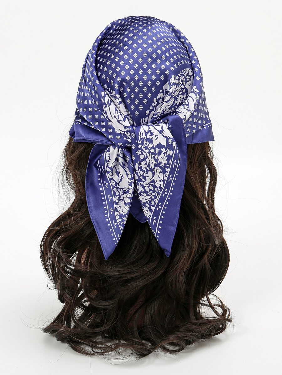 1 Pieza Bufanda Con Estampado Floral Geométrico - Multicolor - Ver 1